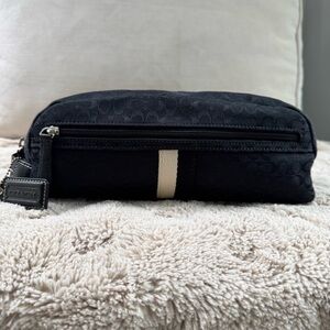 Coach Signature Logo Black Canvas Toiletry Travel Bag